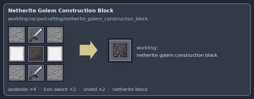 Bloco de construção do Golem de Netherita — grade 0.2.17