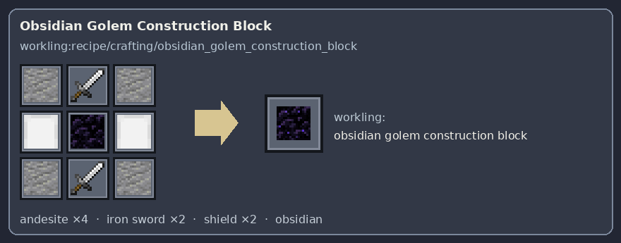 Bloco de construção do Golem de Obsidiana — grade 0.2.17